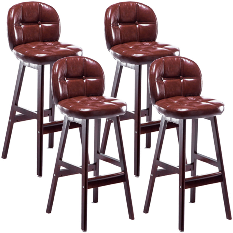 Modern Backrest Armless Counter Stool Wood Bar Stool with Pedal and Cushion