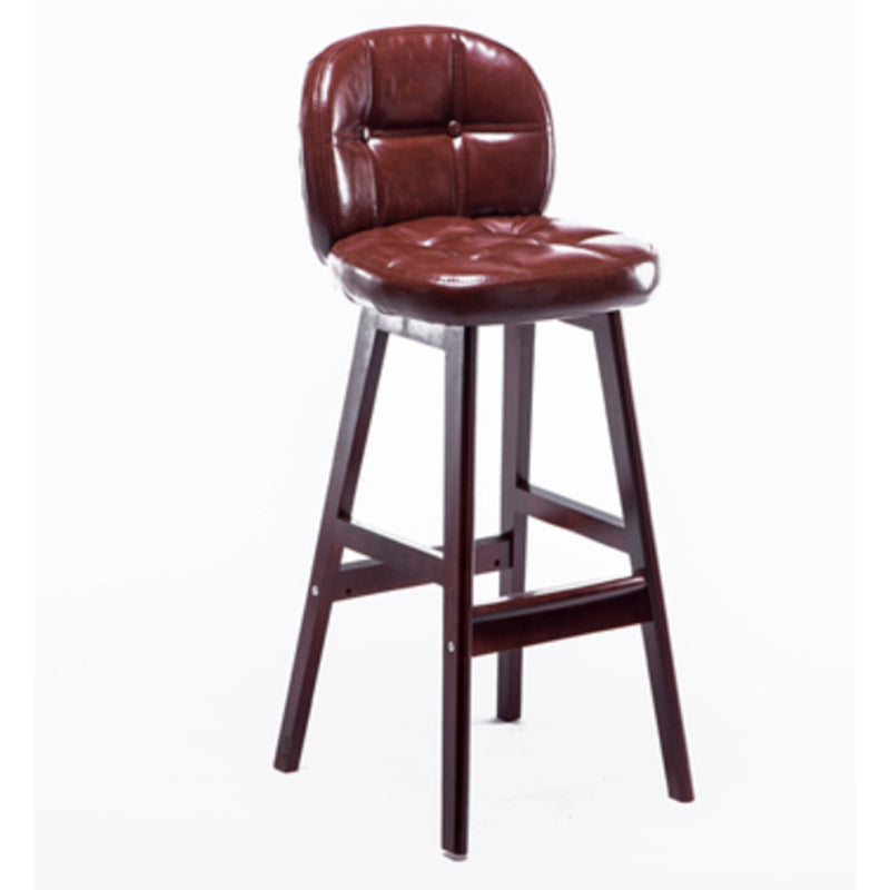 Modern Backrest Armless Counter Stool Wood Bar Stool with Pedal and Cushion