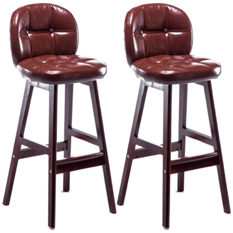 Modern Backrest Armless Counter Stool Wood Bar Stool with Pedal and Cushion
