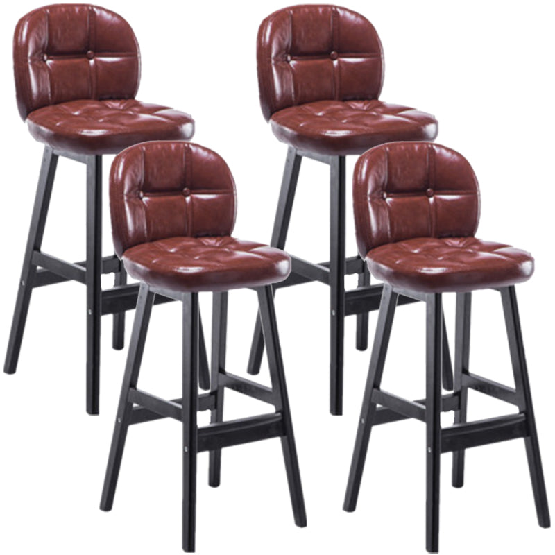 Modern Backrest Armless Counter Stool Wood Bar Stool with Pedal and Cushion