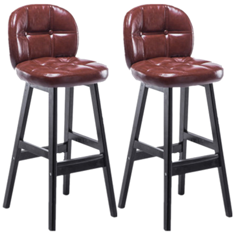 Modern Backrest Armless Counter Stool Wood Bar Stool with Pedal and Cushion