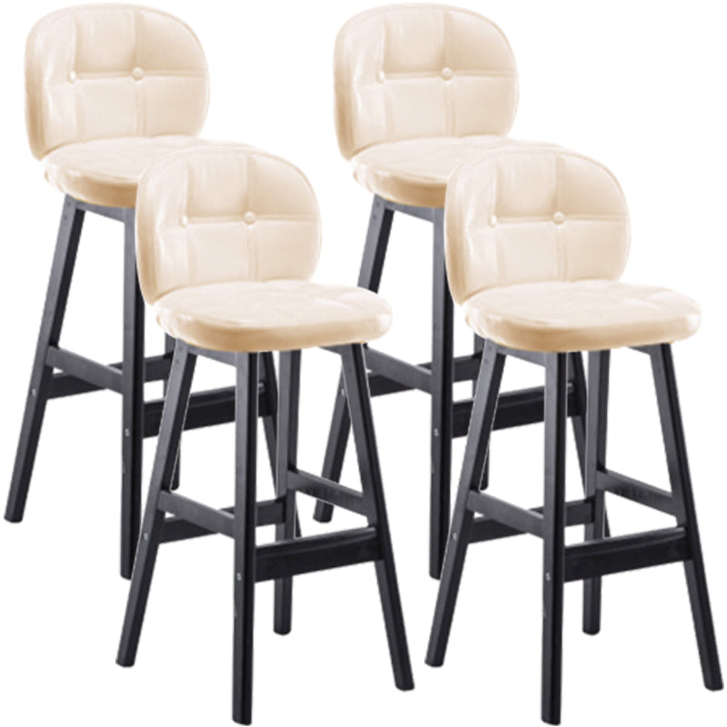 Modern Backrest Armless Counter Stool Wood Bar Stool with Pedal and Cushion