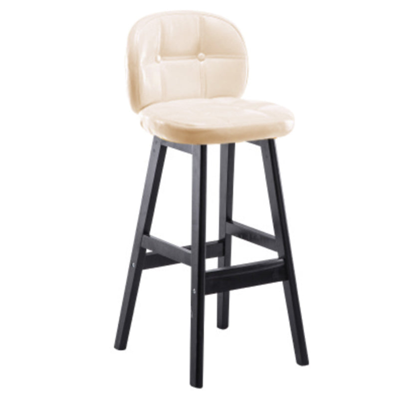 Modern Backrest Armless Counter Stool Wood Bar Stool with Pedal and Cushion