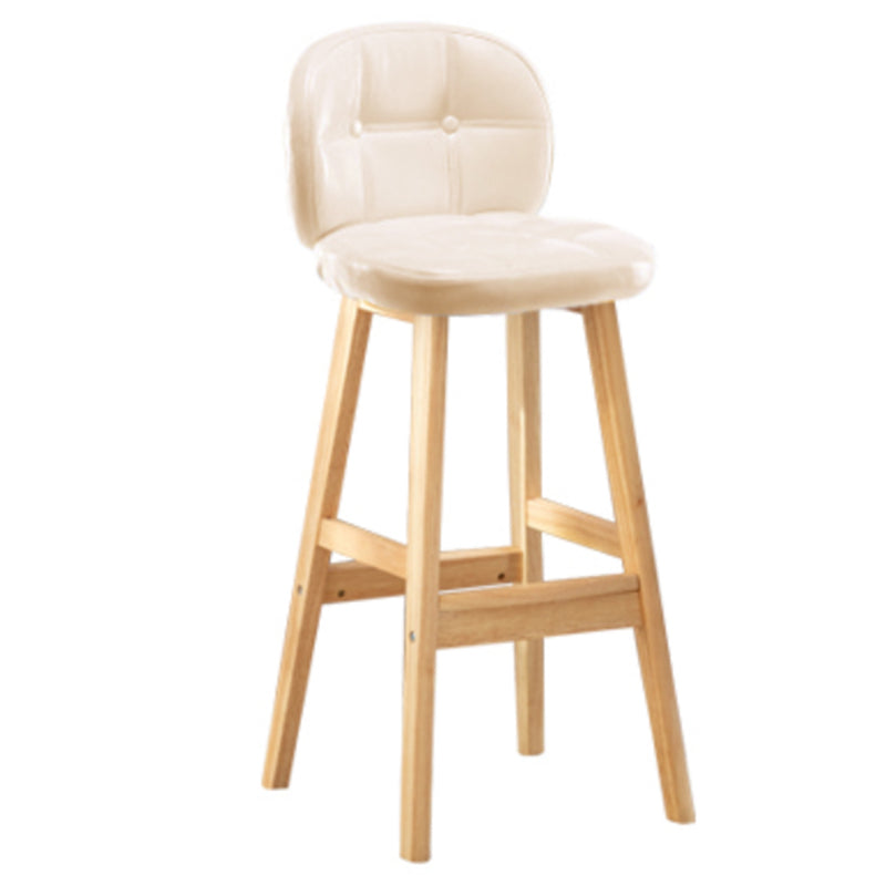 Modern Backrest Armless Counter Stool Wood Bar Stool with Pedal and Cushion