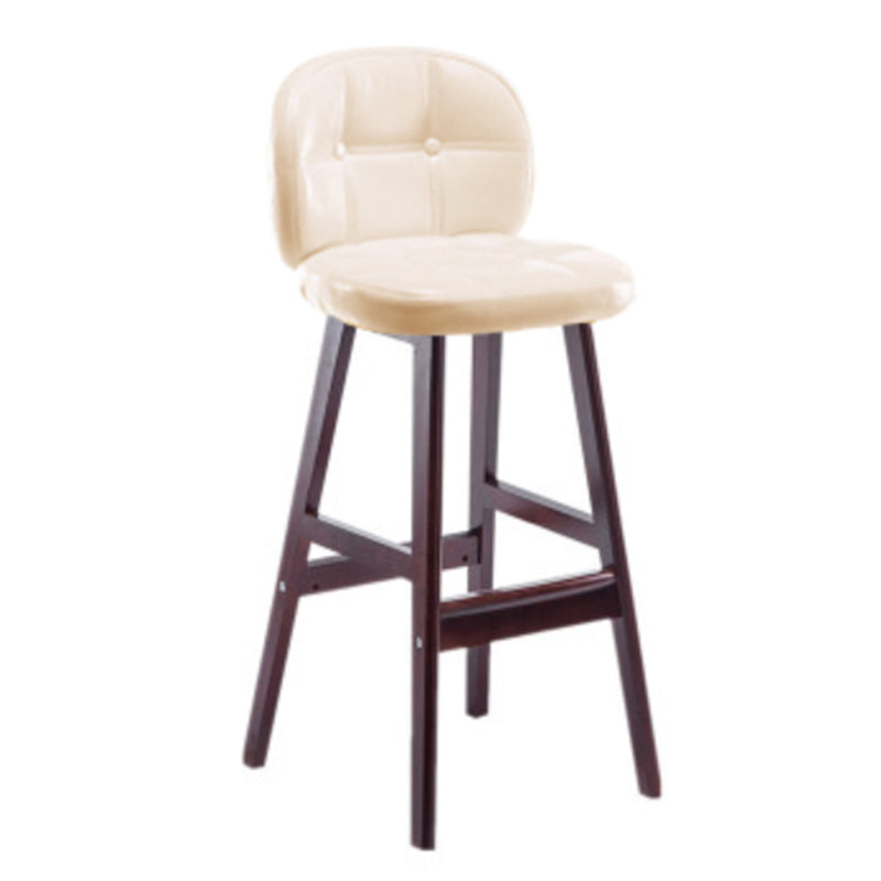 Modern Backrest Armless Counter Stool Wood Bar Stool with Pedal and Cushion