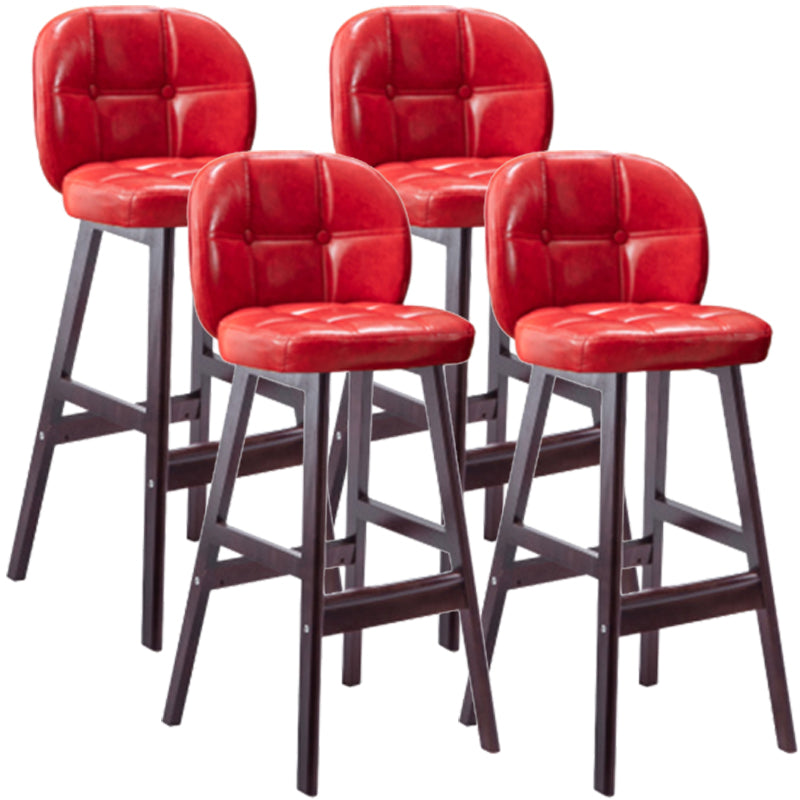 Modern Backrest Armless Counter Stool Wood Bar Stool with Pedal and Cushion