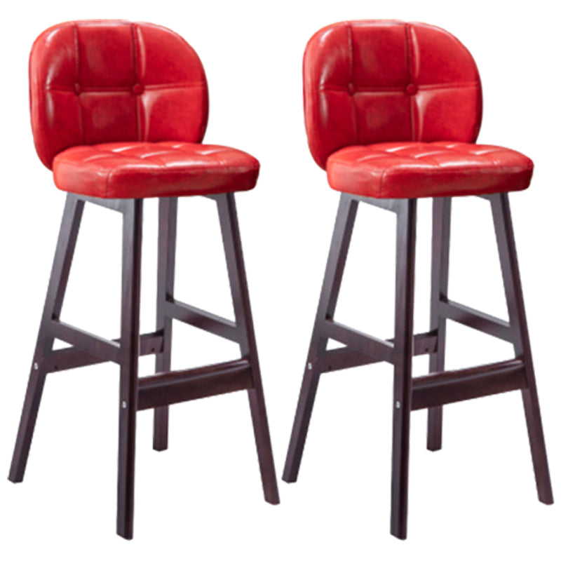 Modern Backrest Armless Counter Stool Wood Bar Stool with Pedal and Cushion