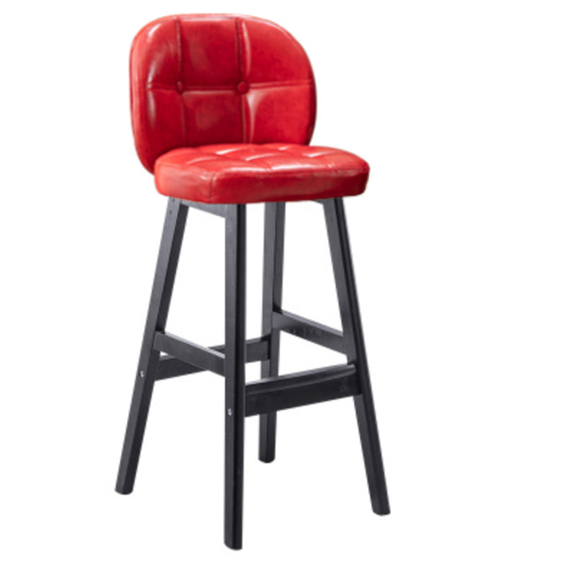 Modern Backrest Armless Counter Stool Wood Bar Stool with Pedal and Cushion