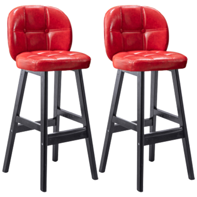 Modern Backrest Armless Counter Stool Wood Bar Stool with Pedal and Cushion