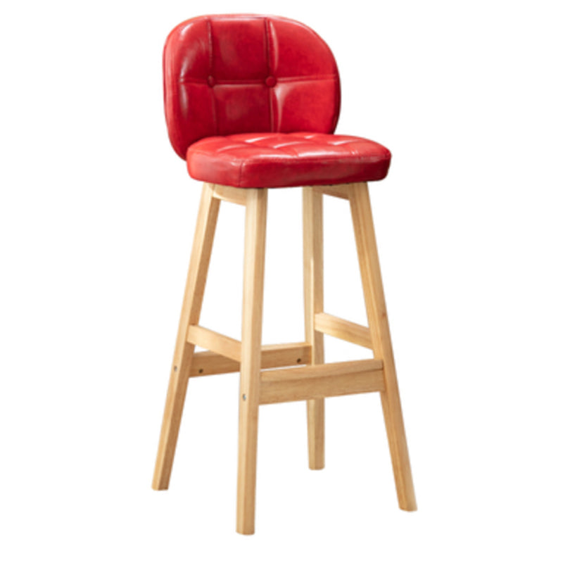 Modern Backrest Armless Counter Stool Wood Bar Stool with Pedal and Cushion