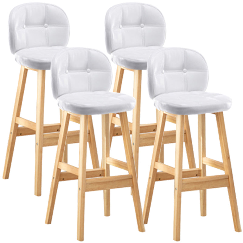 Modern Backrest Armless Counter Stool Wood Bar Stool with Pedal and Cushion