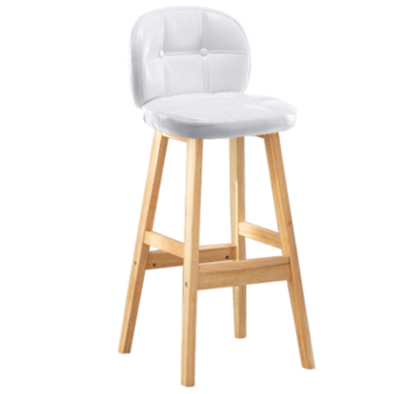 Modern Backrest Armless Counter Stool Wood Bar Stool with Pedal and Cushion