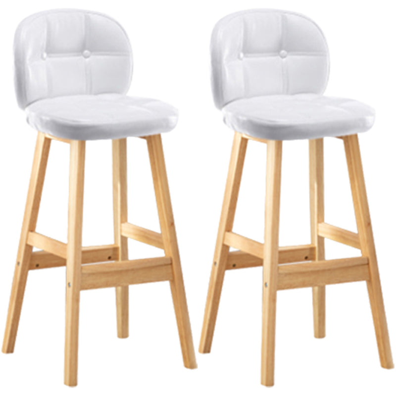 Modern Backrest Armless Counter Stool Wood Bar Stool with Pedal and Cushion