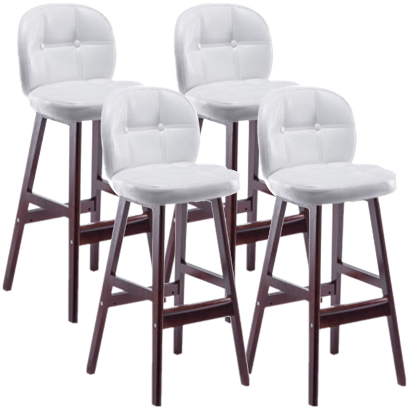 Modern Backrest Armless Counter Stool Wood Bar Stool with Pedal and Cushion