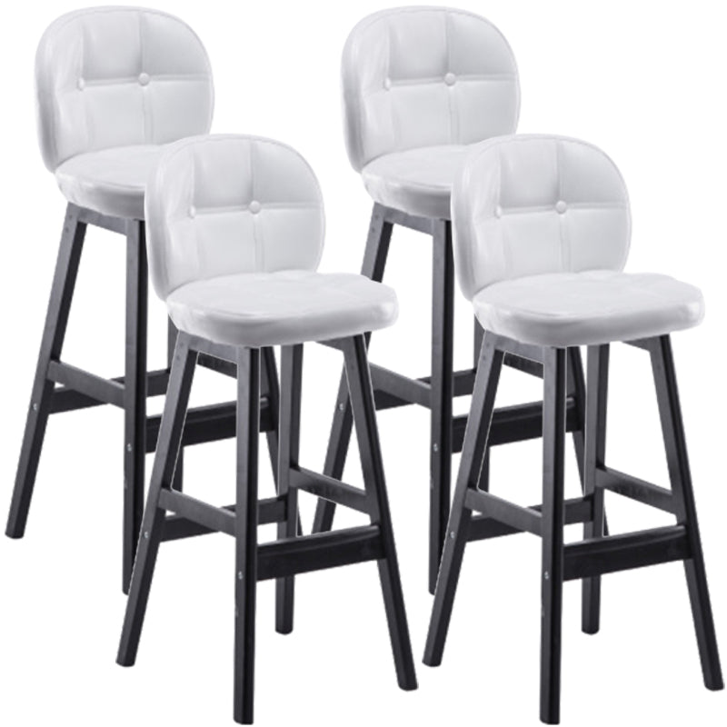 Modern Backrest Armless Counter Stool Wood Bar Stool with Pedal and Cushion