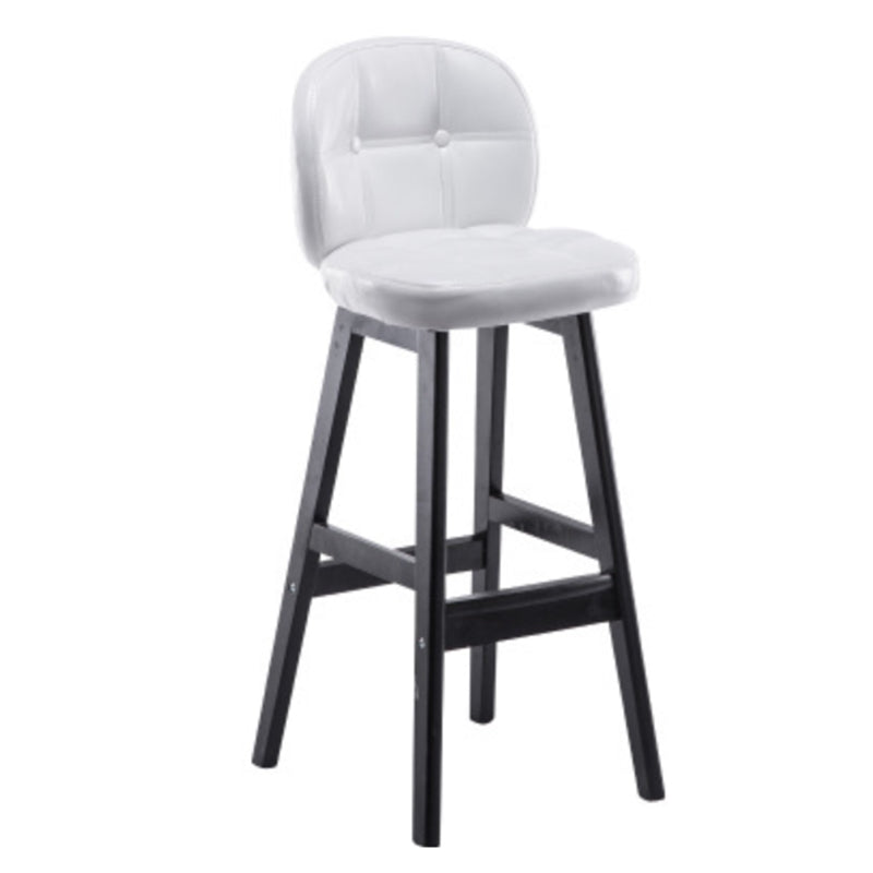 Modern Backrest Armless Counter Stool Wood Bar Stool with Pedal and Cushion