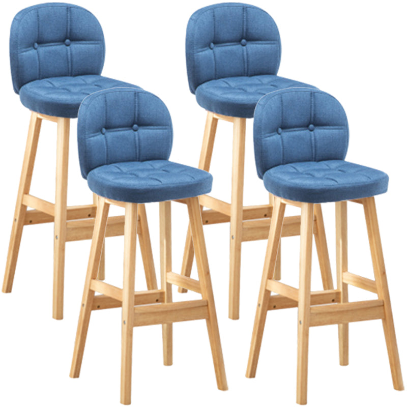 Modern Backrest Armless Counter Stool Wood Bar Stool with Pedal and Cushion