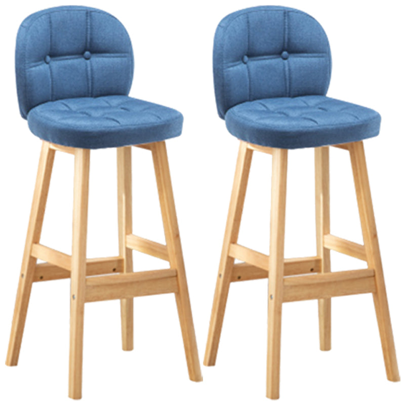 Modern Backrest Armless Counter Stool Wood Bar Stool with Pedal and Cushion