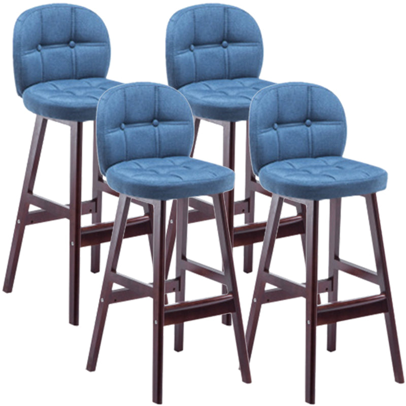 Modern Backrest Armless Counter Stool Wood Bar Stool with Pedal and Cushion