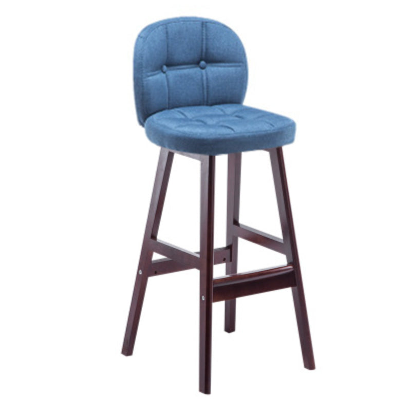 Modern Backrest Armless Counter Stool Wood Bar Stool with Pedal and Cushion