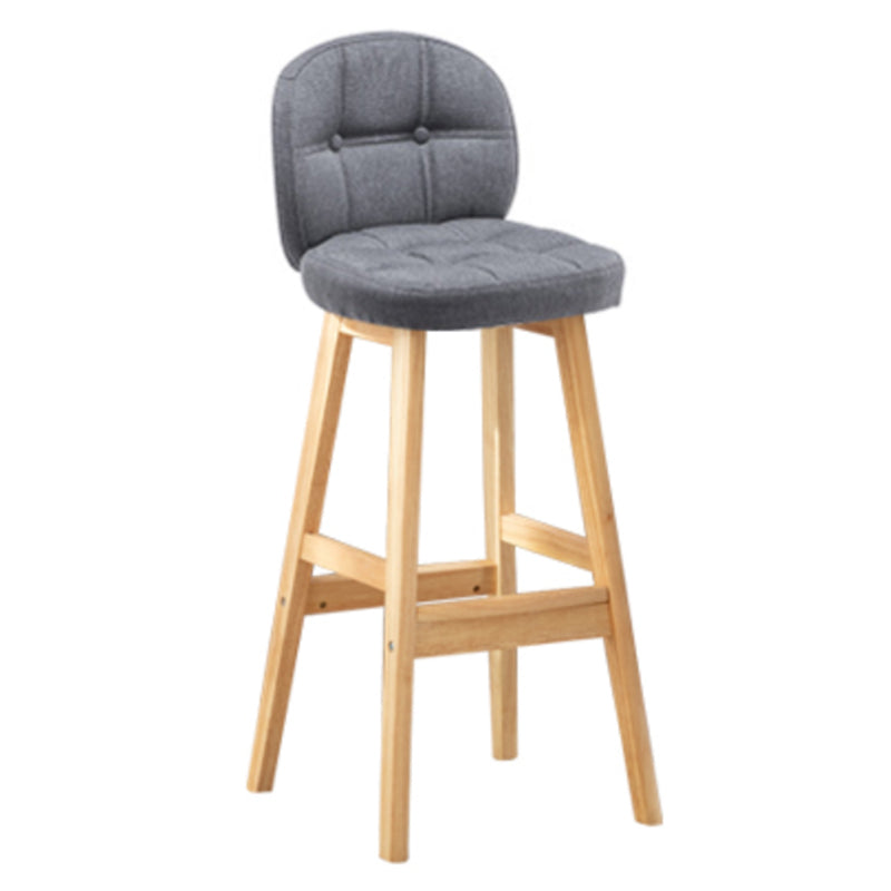 Modern Backrest Armless Counter Stool Wood Bar Stool with Pedal and Cushion