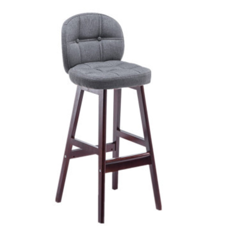 Modern Backrest Armless Counter Stool Wood Bar Stool with Pedal and Cushion