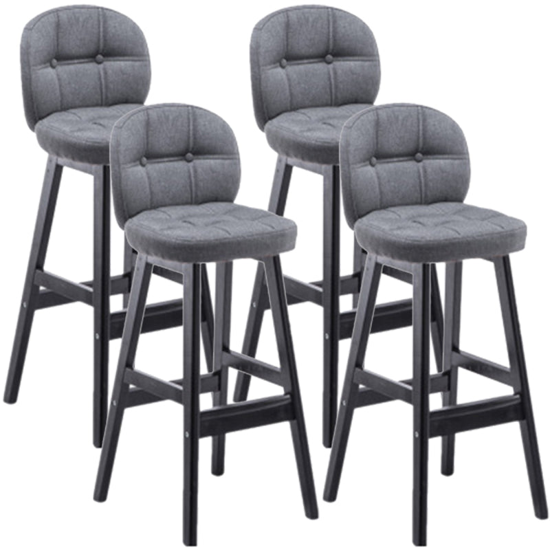 Modern Backrest Armless Counter Stool Wood Bar Stool with Pedal and Cushion