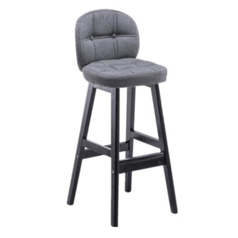 Modern Backrest Armless Counter Stool Wood Bar Stool with Pedal and Cushion