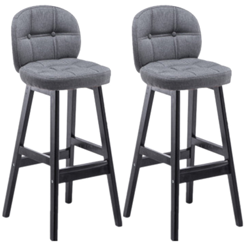 Modern Backrest Armless Counter Stool Wood Bar Stool with Pedal and Cushion