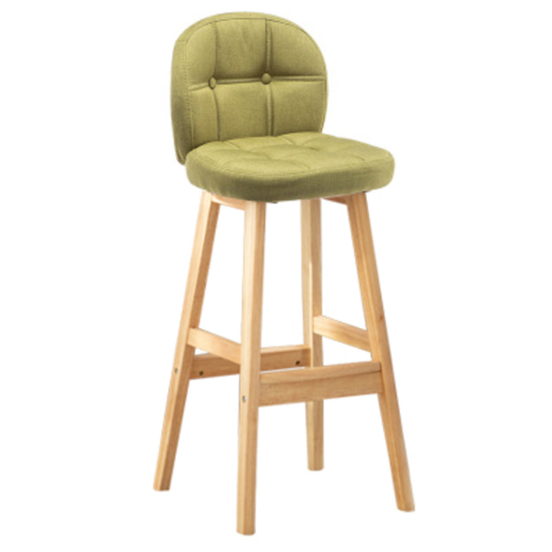 Modern Backrest Armless Counter Stool Wood Bar Stool with Pedal and Cushion