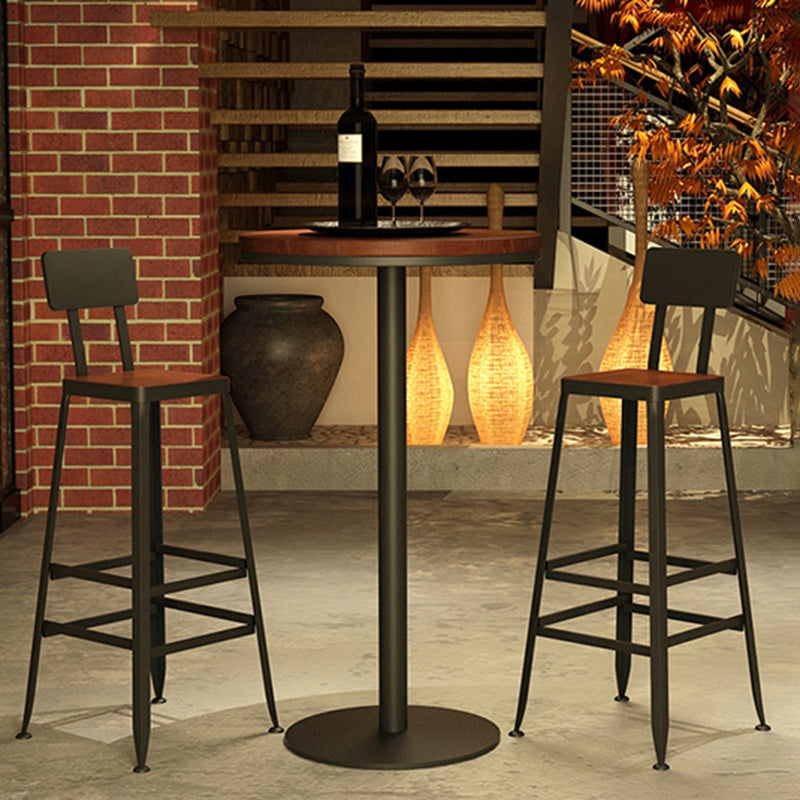 Taburete de bar interior de madera maciza de metal contemporáneo con respaldo