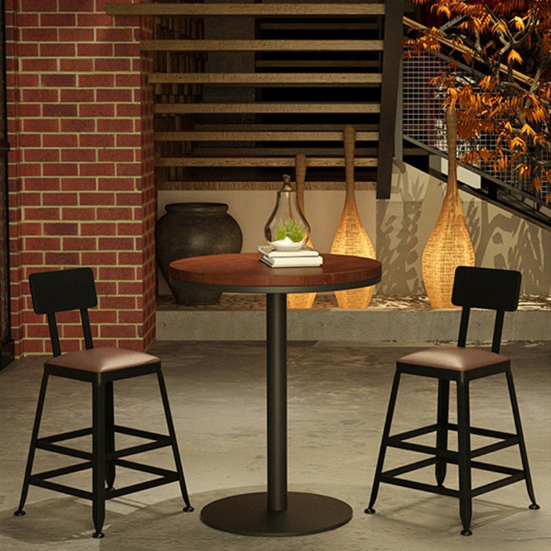 Taburete de bar interior de madera maciza de metal contemporáneo con respaldo