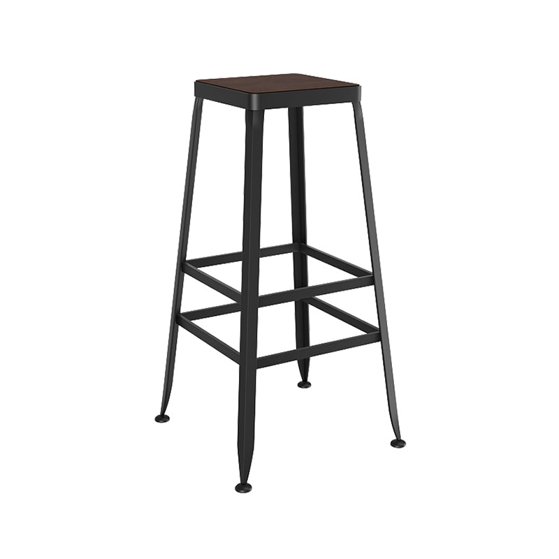 Taburete de bar interior de madera maciza de metal contemporáneo con respaldo
