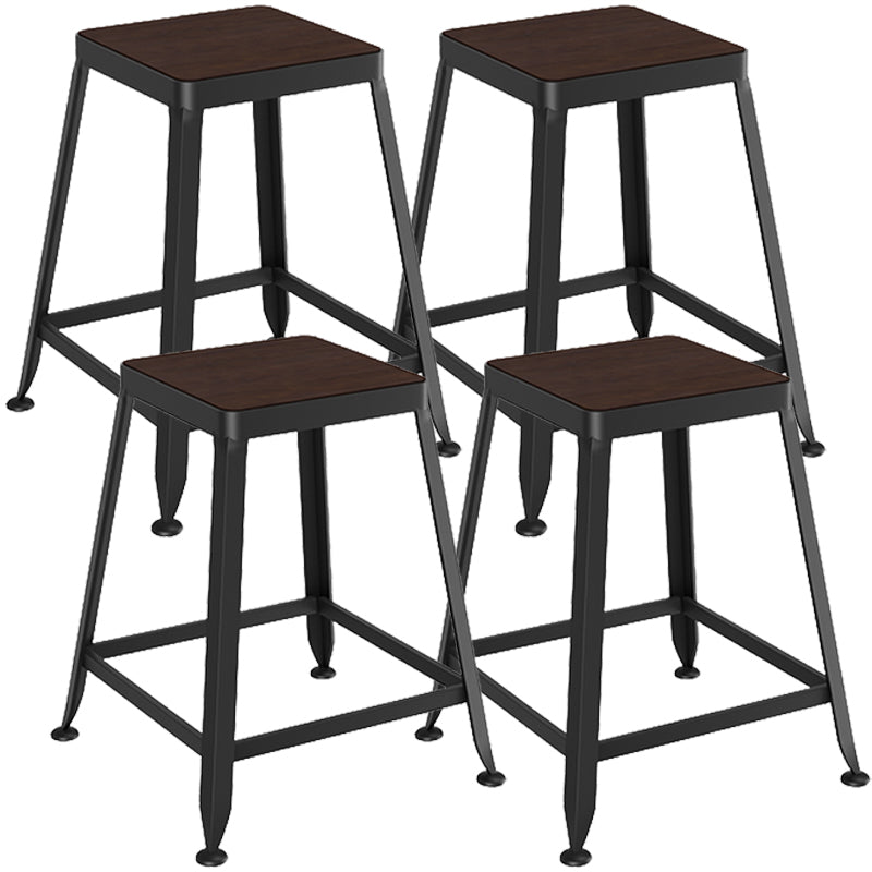 Taburete de bar interior de madera maciza de metal contemporáneo con respaldo