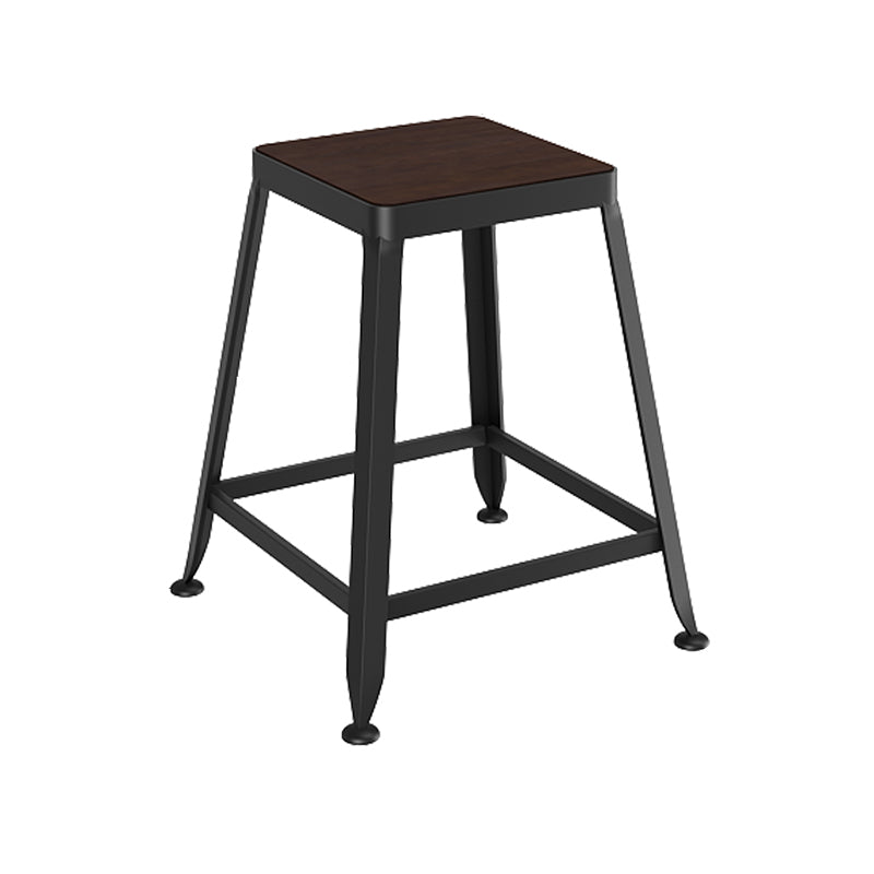 Taburete de bar interior de madera maciza de metal contemporáneo con respaldo