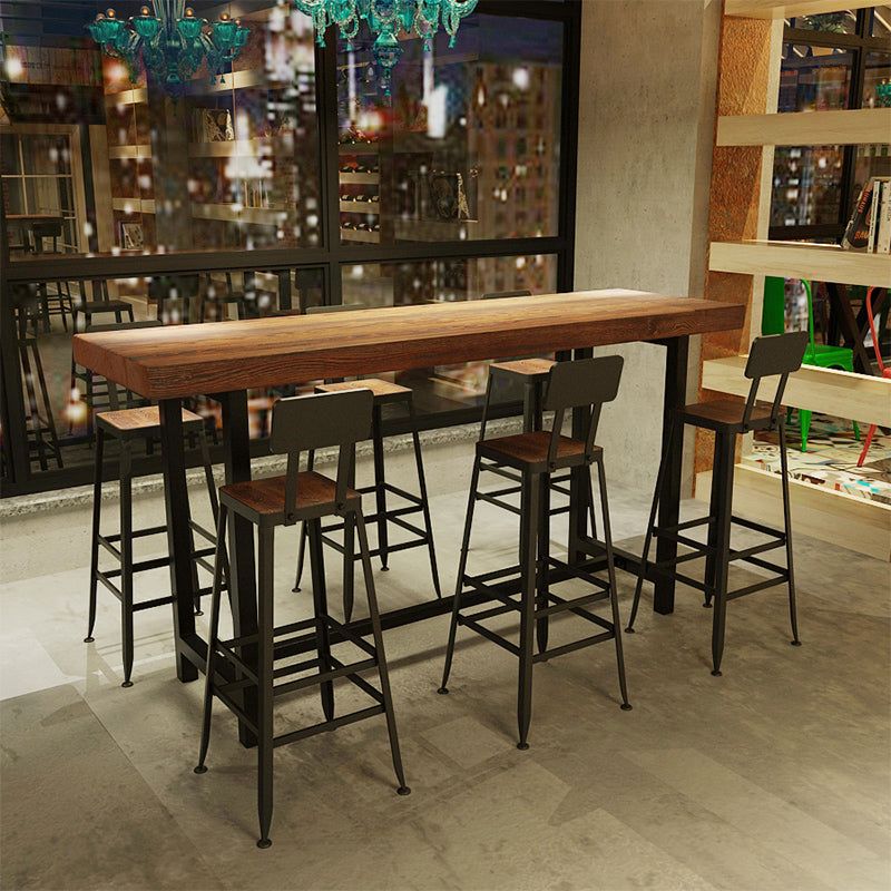 Taburete de bar interior de madera maciza de metal contemporáneo con respaldo