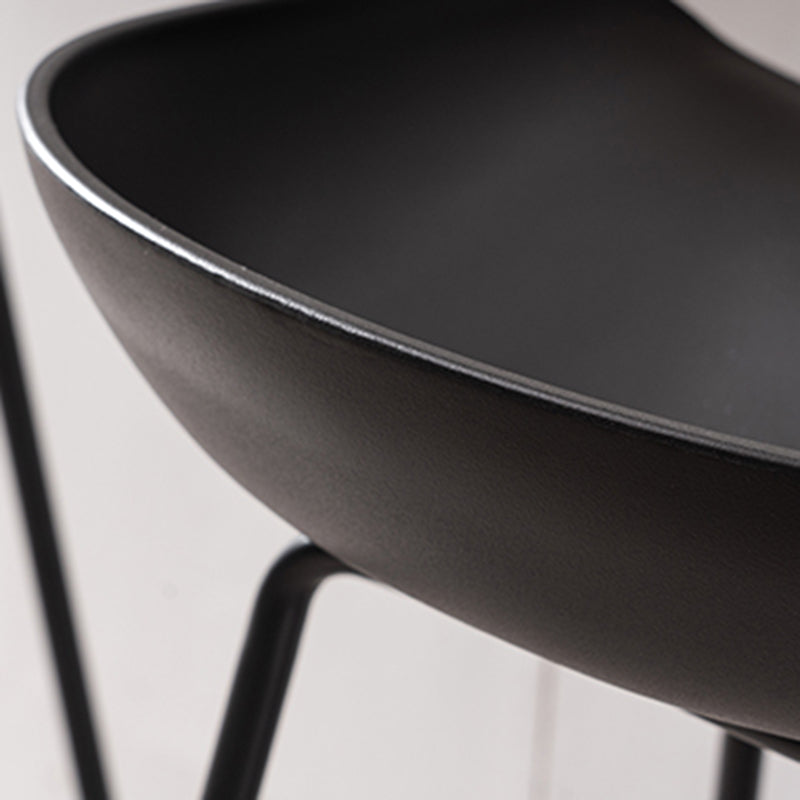Modern Armless Backrest Counter Stool Iron Bar Stool with Plastic Seat