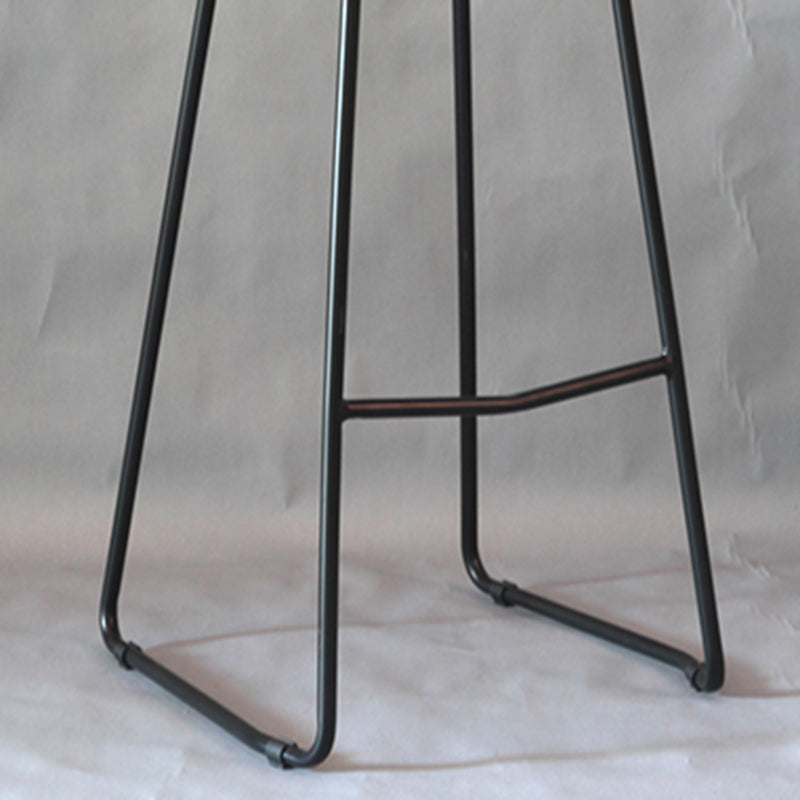 Modern Armless Backrest Counter Stool Iron Bar Stool with Plastic Seat