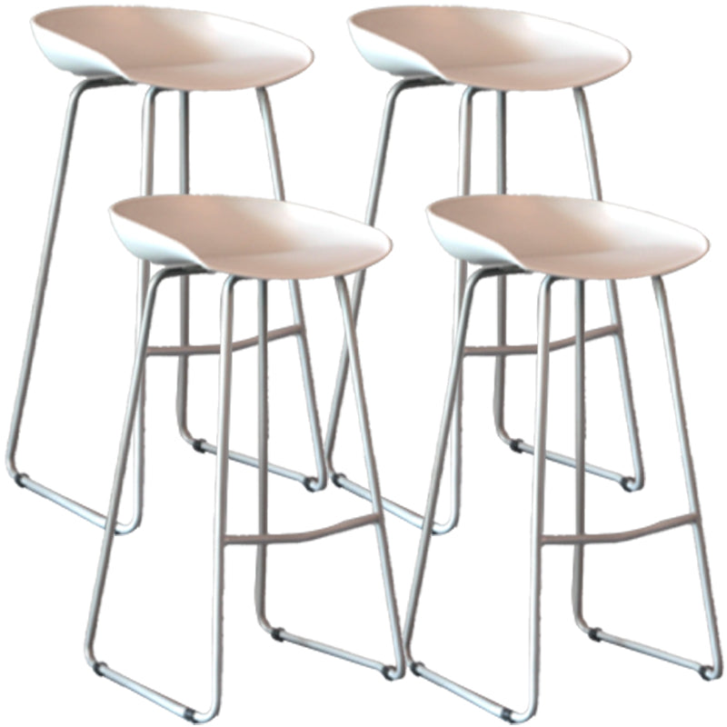 Modern Armless Backrest Counter Stool Iron Bar Stool with Plastic Seat