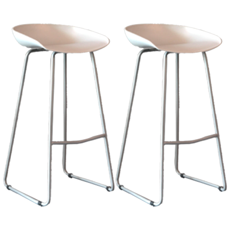 Modern Armless Backrest Counter Stool Iron Bar Stool with Plastic Seat