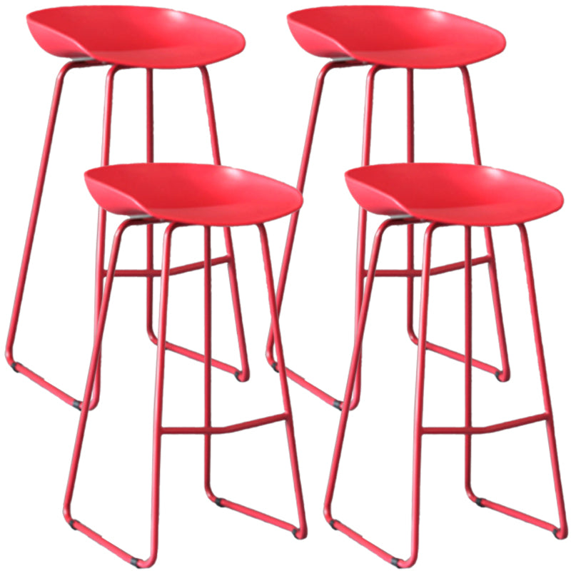 Modern Armless Backrest Counter Stool Iron Bar Stool with Plastic Seat