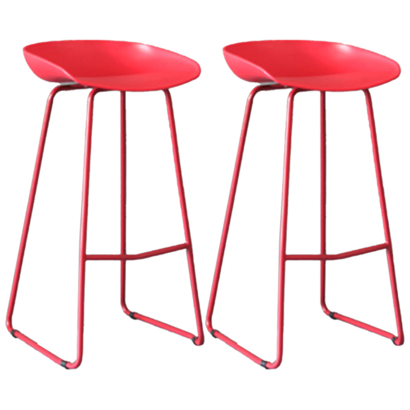 Modern Armless Backrest Counter Stool Iron Bar Stool with Plastic Seat