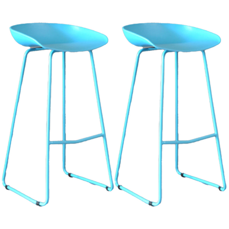 Modern Armless Backrest Counter Stool Iron Bar Stool with Plastic Seat