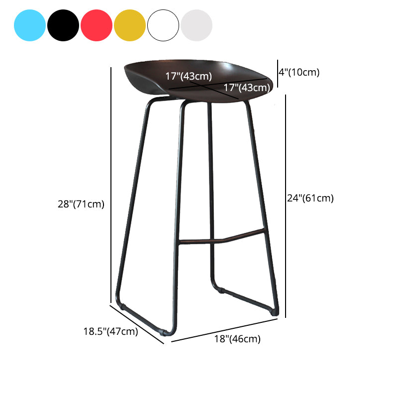 Modern Armless Backrest Counter Stool Iron Bar Stool with Plastic Seat