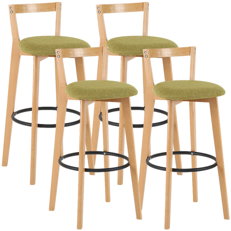 Taburete de bar de estilo industrial, asiento redondo con patas de madera con respaldo bajo para barra de cocina