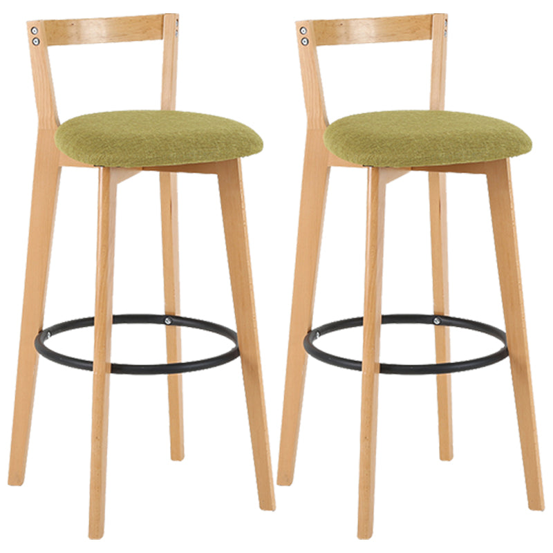 Taburete de bar de estilo industrial, asiento redondo con patas de madera con respaldo bajo para barra de cocina