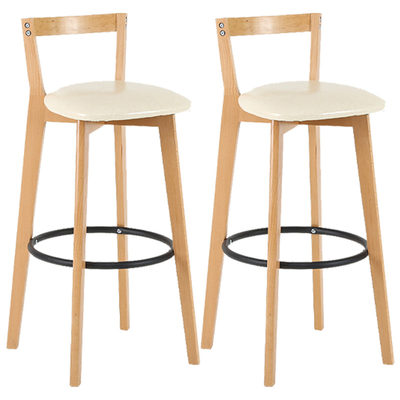 Taburete de bar de estilo industrial, asiento redondo con patas de madera con respaldo bajo para barra de cocina