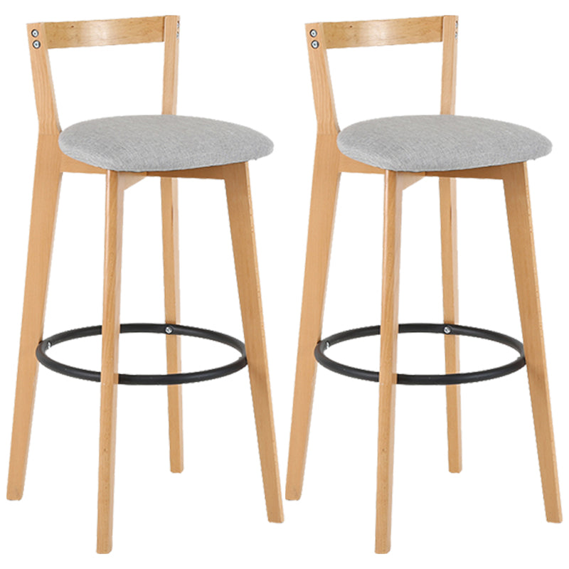 Taburete de bar de estilo industrial, asiento redondo con patas de madera con respaldo bajo para barra de cocina