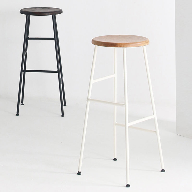 Moderno sin brazo Taburete sin espalda de acero Taller de postres de postres con asiento de madera