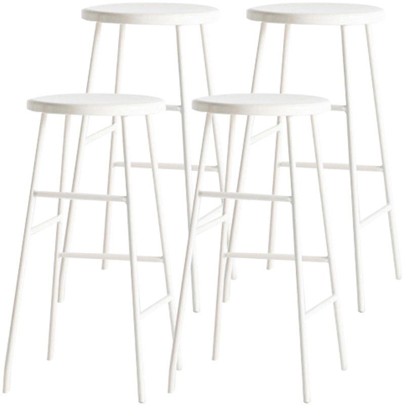 Moderno sin brazo Taburete sin espalda de acero Taller de postres de postres con asiento de madera